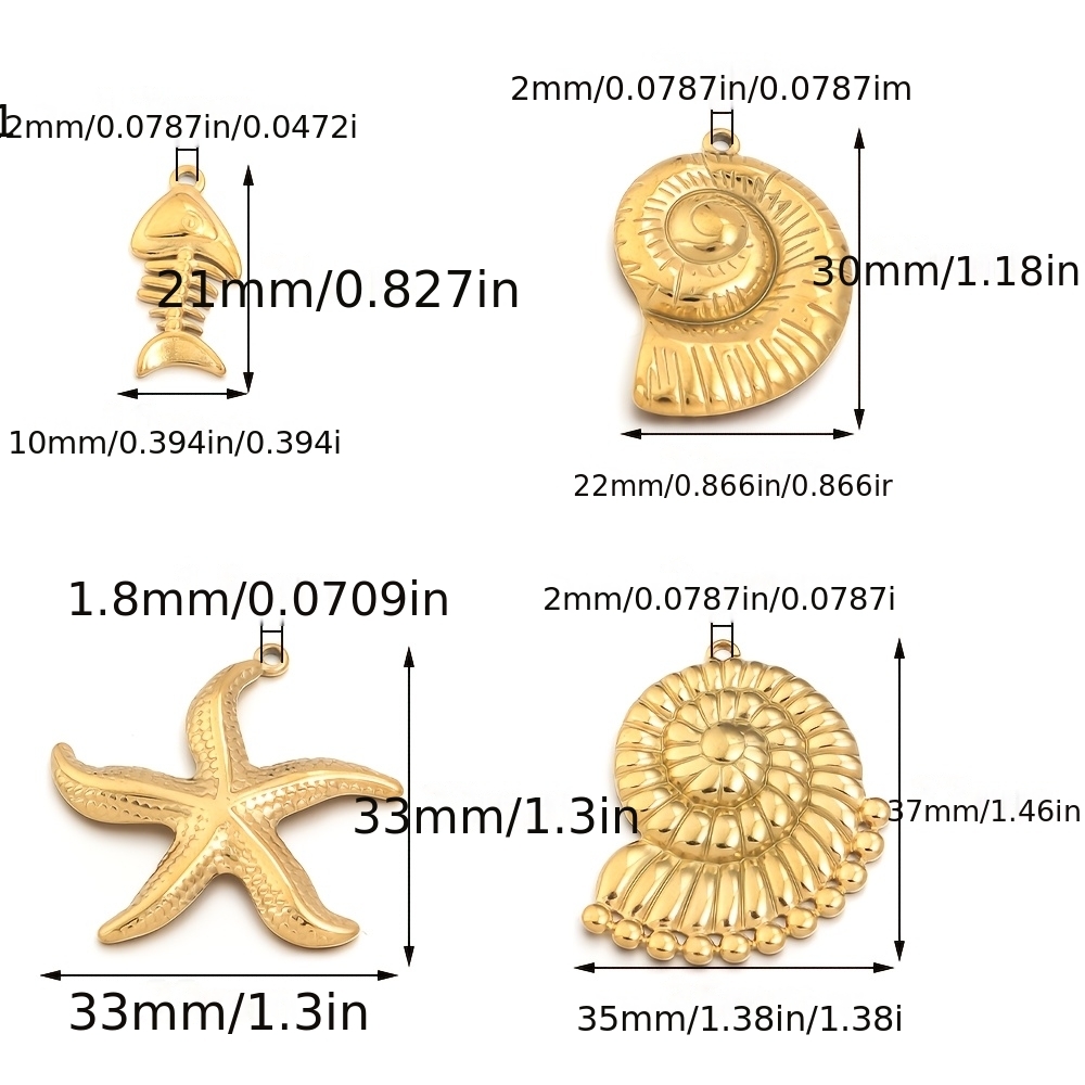 4pcs Ocean Animal Shaped Charms, Cute Decorative Pendants