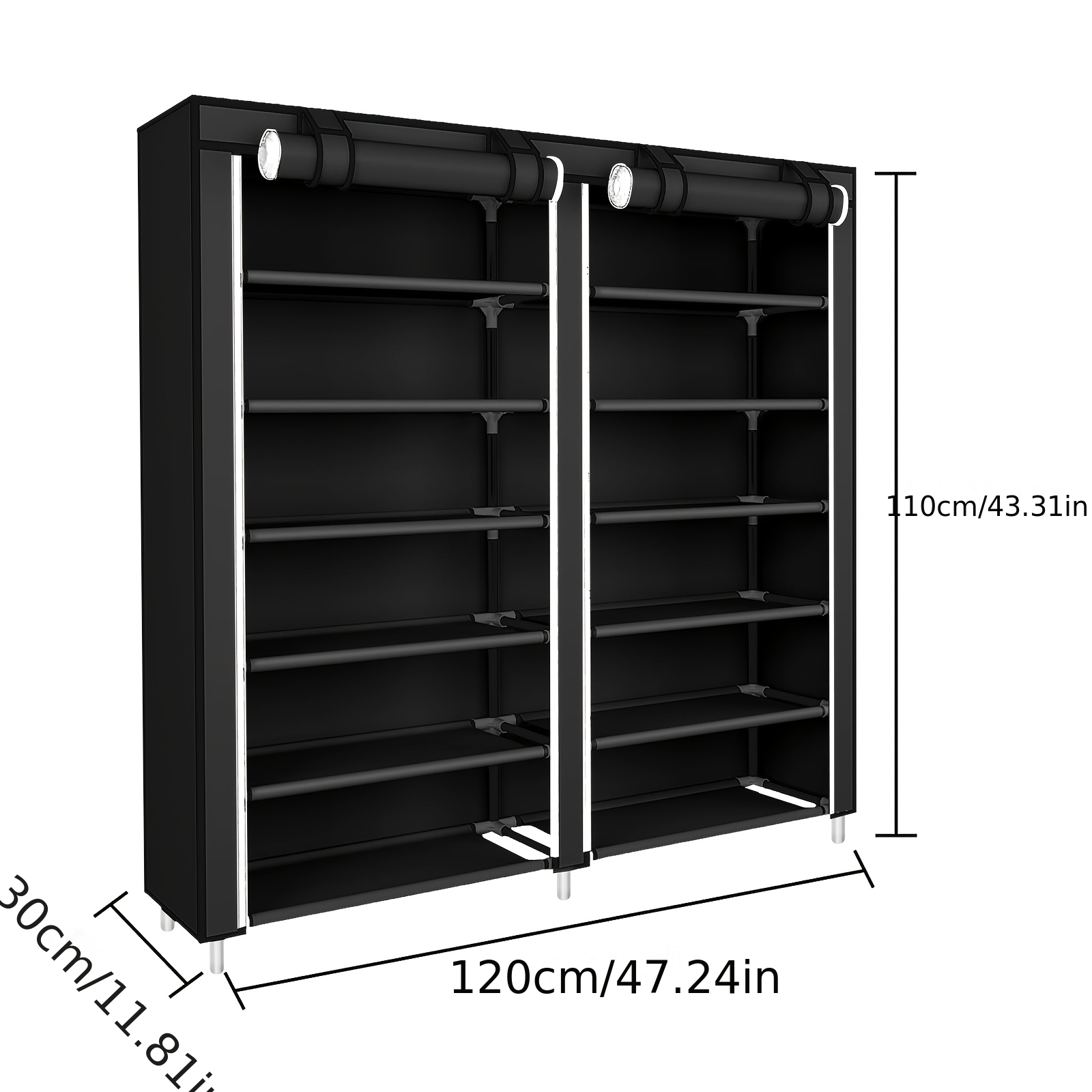 Shoe Cabinet, Double -tier Fabric Shoe Rack, 120x110x30cm, Space-, Easy To Clean, Entryway Shoe Shelf, Black, Simple And Practical