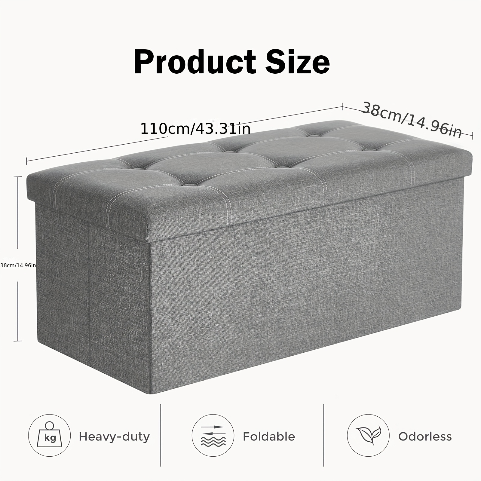TEMU Fabric Foldable Storage Stool, Fabric Material Is Easy To Store And Easy To Care For, 2 Sizes , Strong Load-bearing Capacity Suitable For
