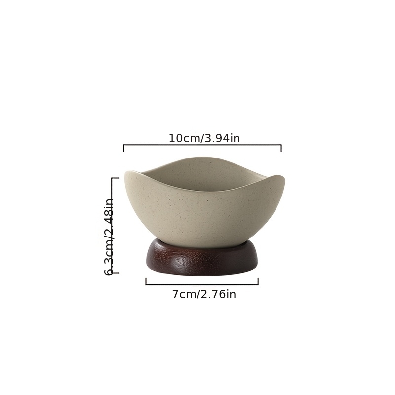 TEMU Bol à glace triangulaire en faïence avec pieds en bois, plat à glace en faïence, design haut de gamme de luxe léger, bol à dessert