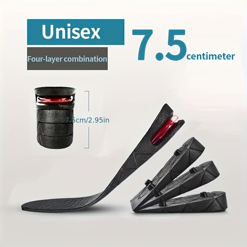 Image of Height-increasing Insoles For Men And Women, Adjustable Layered Heel Pads, Suitable For Casual Shoes, Unisex Insole Additions, Comfortable Invisible Height Boosters With Shock Absorption