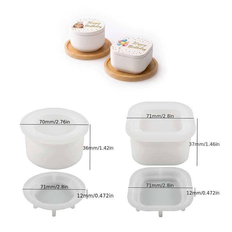 Image of 4pcs Resin Mold - Round And Square Cup Storage Box - Resin Gypsum Mold - Home Desktop Atmosphere Decoration - Festival, Birthday, Wedding Gift - Handcraft Silicone Mold