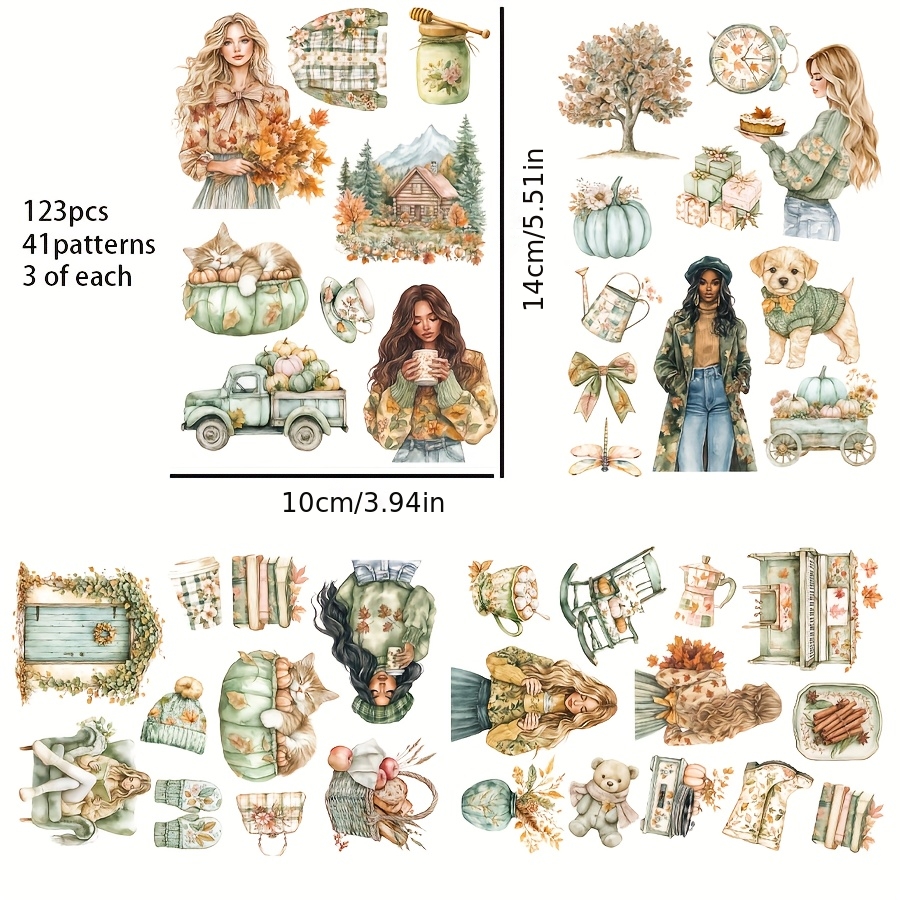 TEMU 117pcs-144pcs Stickers Thème Automne avec Érable, Forêt, Automne à Paris, d'Animaux de la Forêt Adaptés à la Décoration d'Emballage Cadeau,