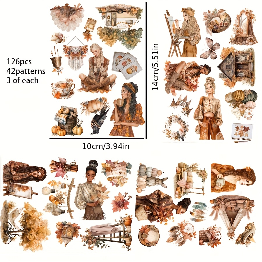 TEMU 117pcs-144pcs Stickers Thème Automne avec Érable, Forêt, Automne à Paris, d'Animaux de la Forêt Adaptés à la Décoration d'Emballage Cadeau,