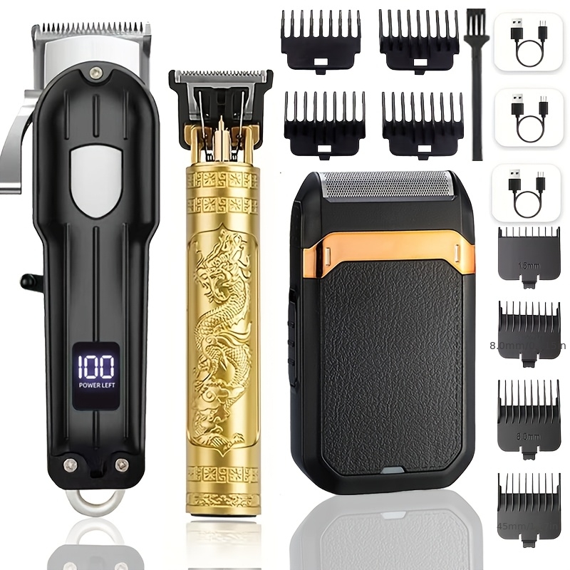 3PS/2PS Professional Charging Haircut Kit - Professional Hair Clipper, Sideburn Trimmer, Electric Razor, USB Charging, Precision Hair and Beard Trimming, The Ideal Holiday Gift for Men!