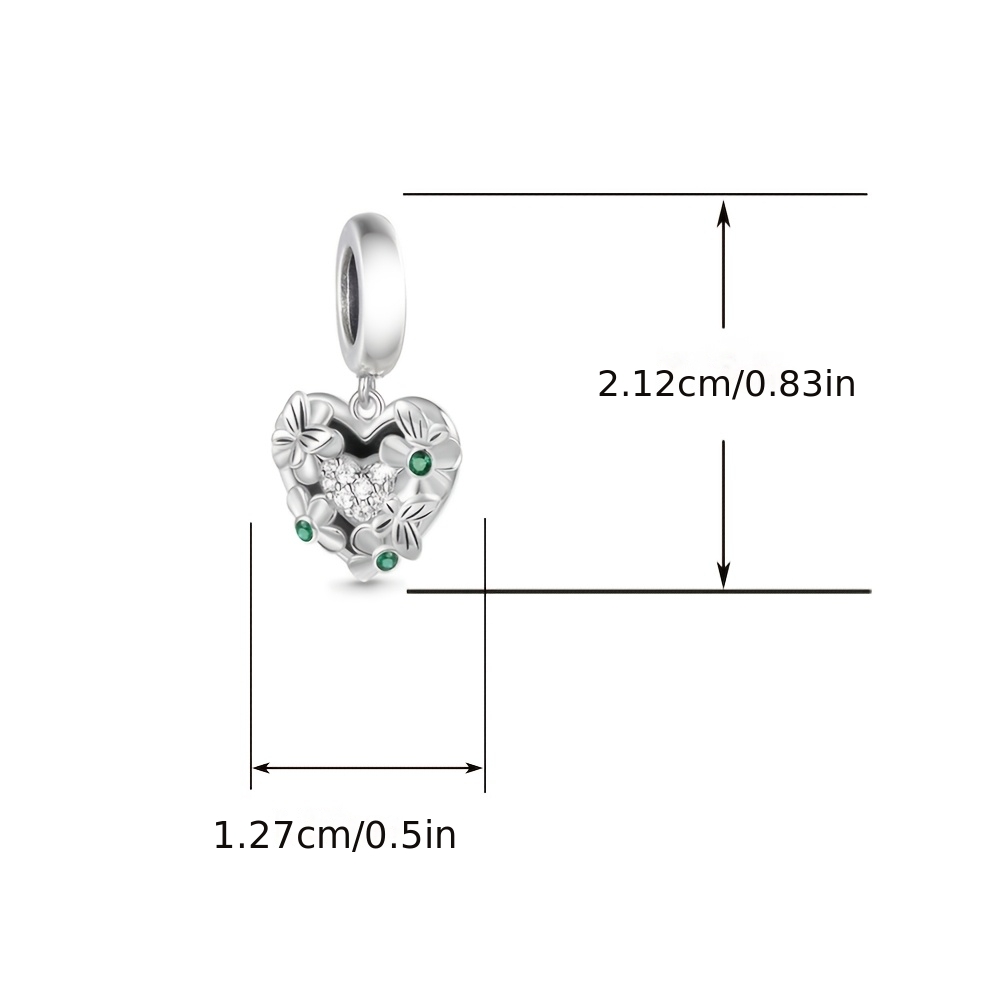 925 Sterling Silver Heart Flower Butterfly Charm Pendant