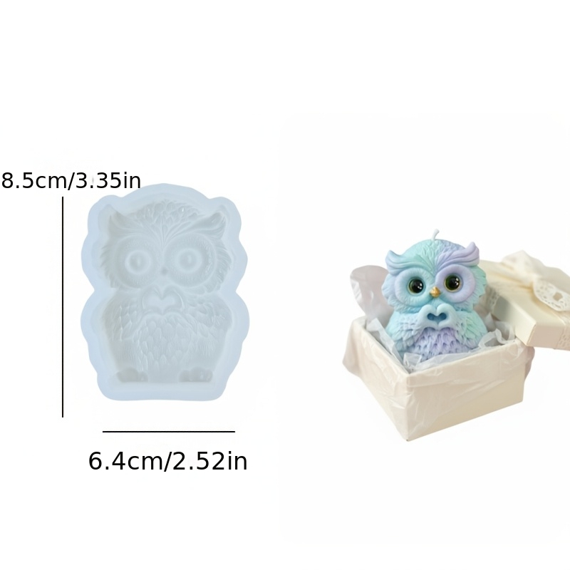 Image of 2d Flat - Resin Silicone Mold Flat Owl Candle Resin Gypsum Decorative Item Birthday Decoration Mold Home Desktop Atmosphere Decoration Festival Gift Handicraft Silicone Mold