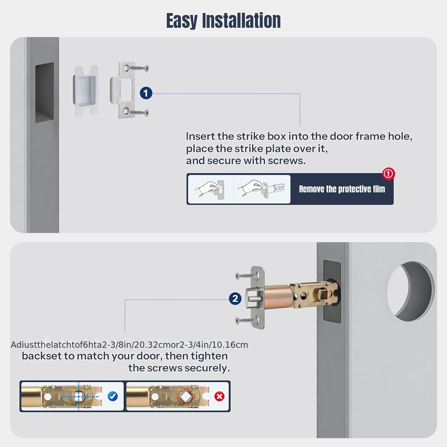 Adjustable Deadlatch Keyed Entry Door Lock with 45° Turning Angle