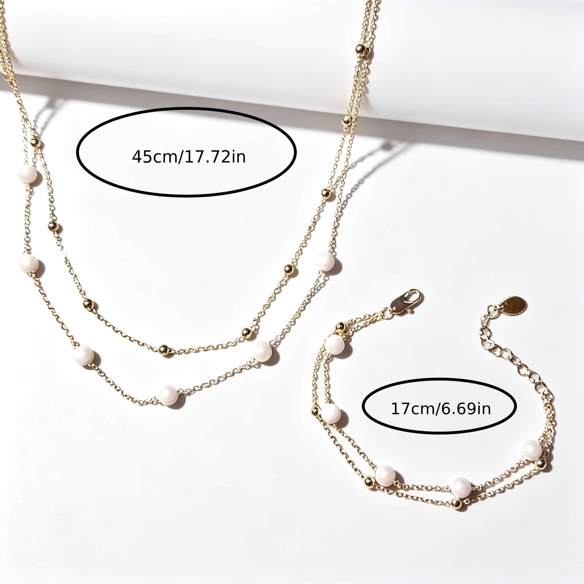 Women's Elegant Double-Layer Chain Bracelet and Necklace Set, Gift