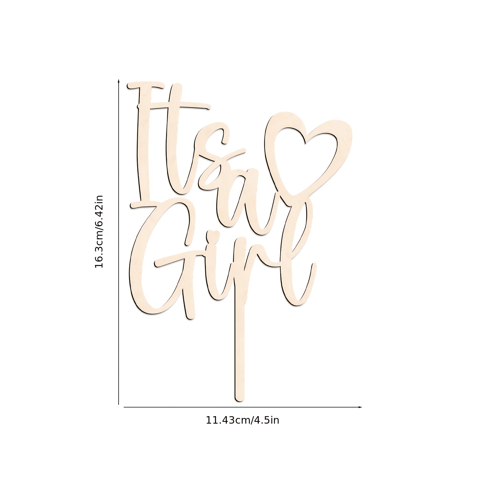 1pc A Girl Wooden Cake Topper Baby Shower Cake Decoration For Baby Shower, Gender Reveal Party Cake Decoration Supplies