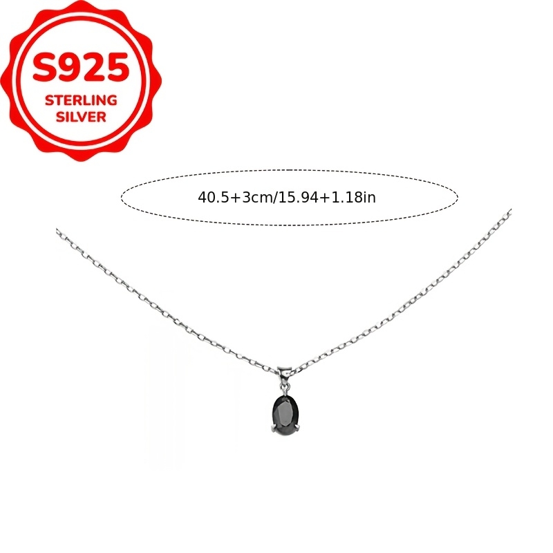 Women's S925 Sterling Silver Oval Pendant Necklace