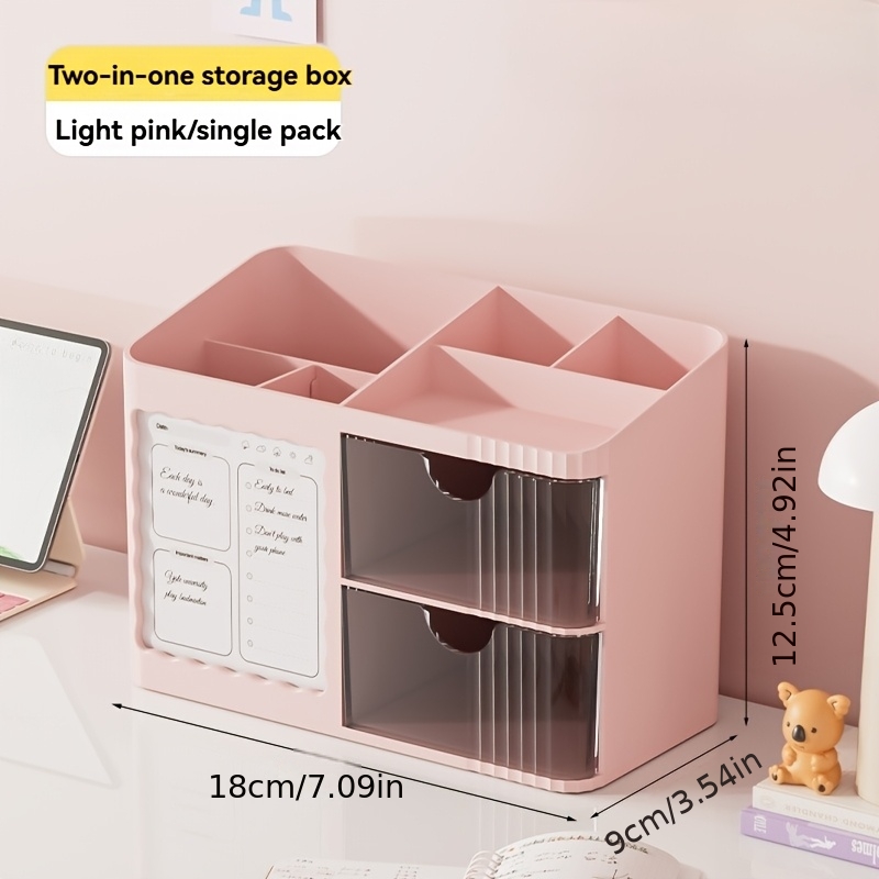 new 1pc desk organizer stationery storage box with 6 compartments 2 drawers on the right desk bedroom study room   organizer essential for keeping desktop tidy suitable for   gift Product details 1