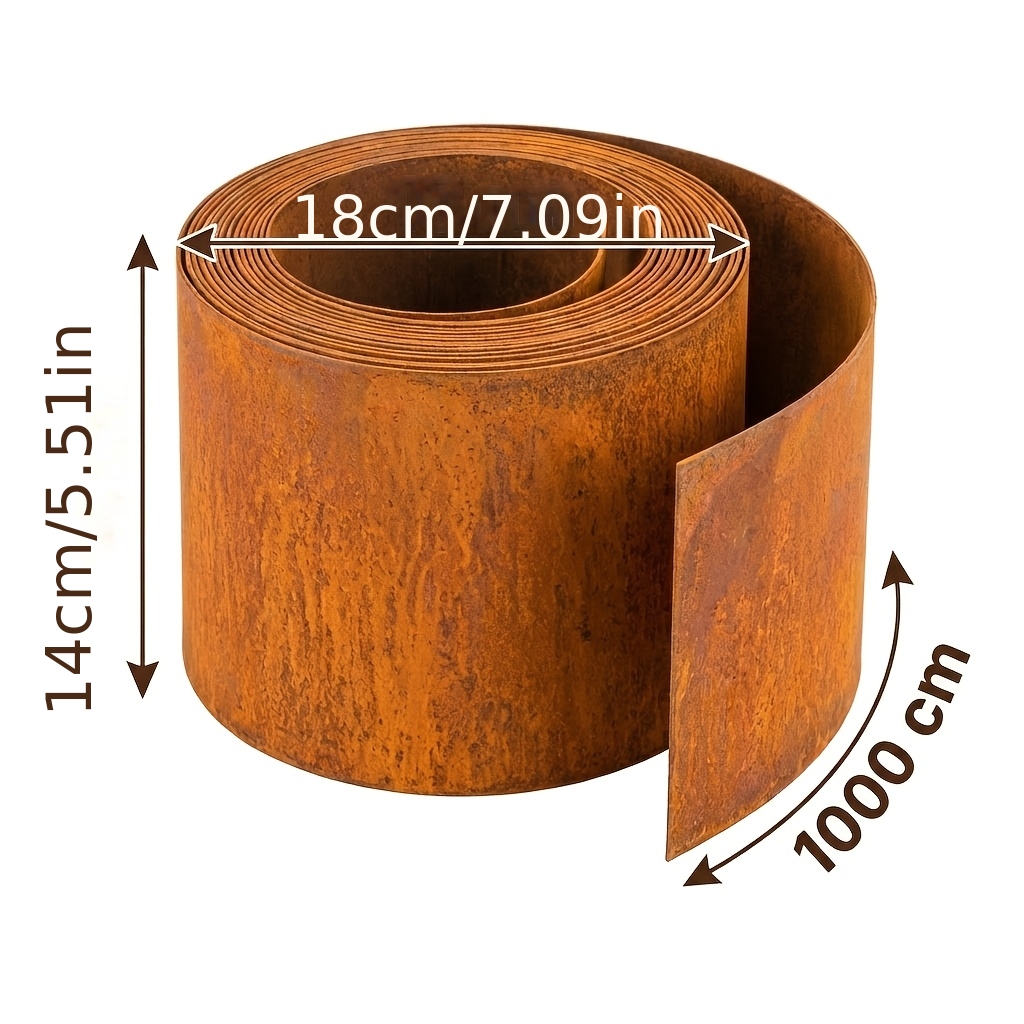 TEMU Steel Garden Edging Roll Flexible Rust Landscape Border Lawn Edge Barrier For Flower Beds And Tree Rings