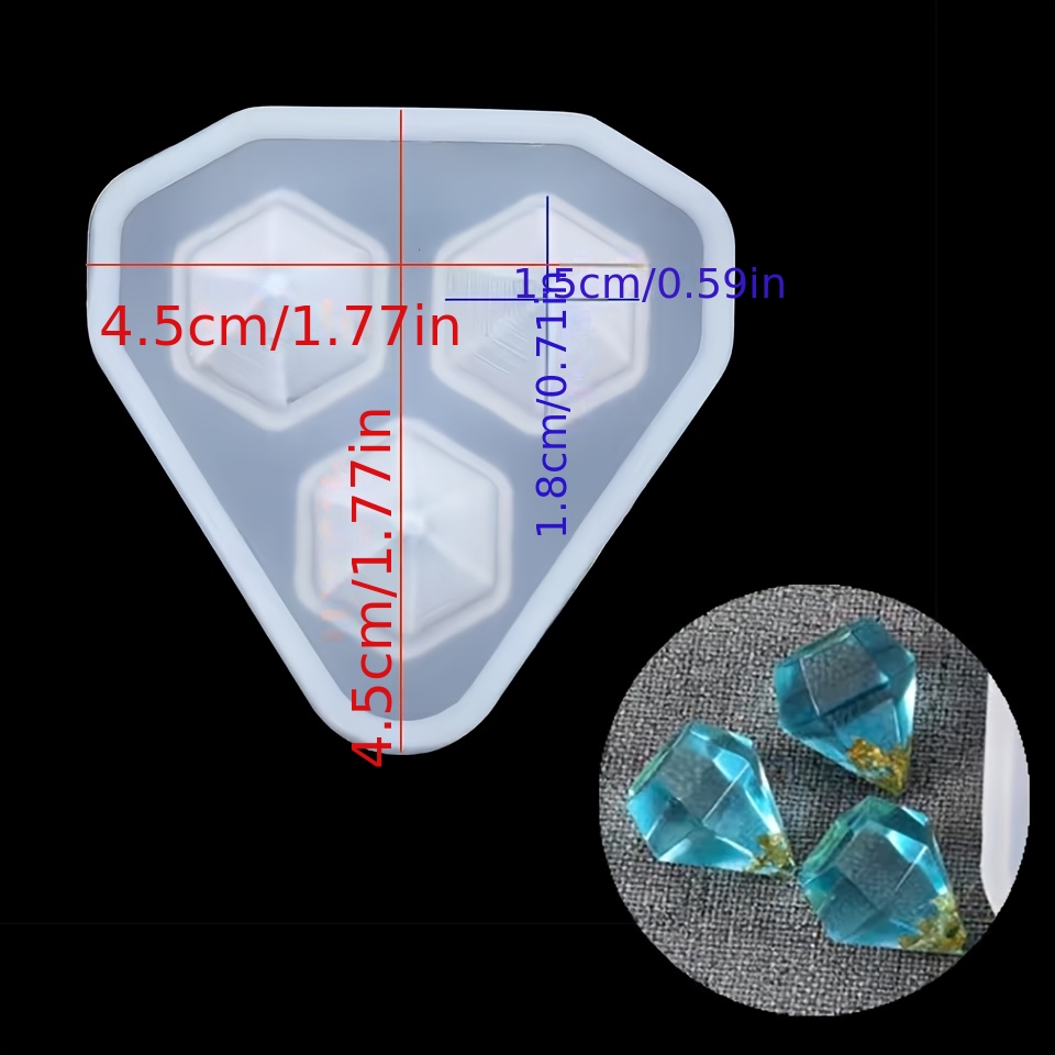 TEMU Molde de silicona para colgante de diamante, tipo de corte de forma, molde de resina epoxi para la fabricación de joyería y manualidades de