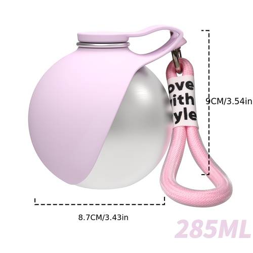 2 in 1 stainless steel cat and dog water bottle portable leak proof pet drinking bowl with lanyard 285ml 9 6oz travel water dispenser suitable for outdoor hiking and camping for cats and dogs