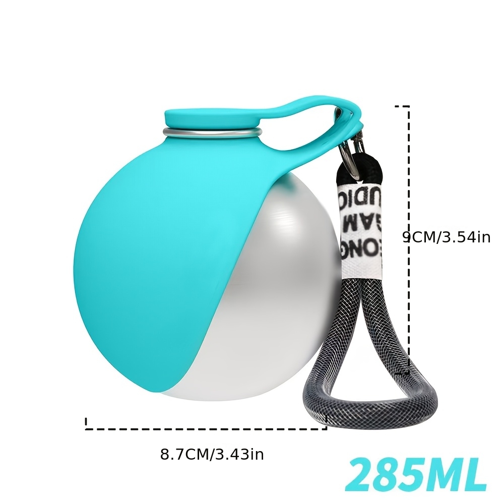 2-in-1 Stainless Steel Cat And Dog Water Bottle, Portable Leak Proof Pet Drinking Bowl With Lanyard, 285ml/9.6oz Travel Water Dispenser, Suitable For Outdoor Hiking And Camping For Cats And Dogs