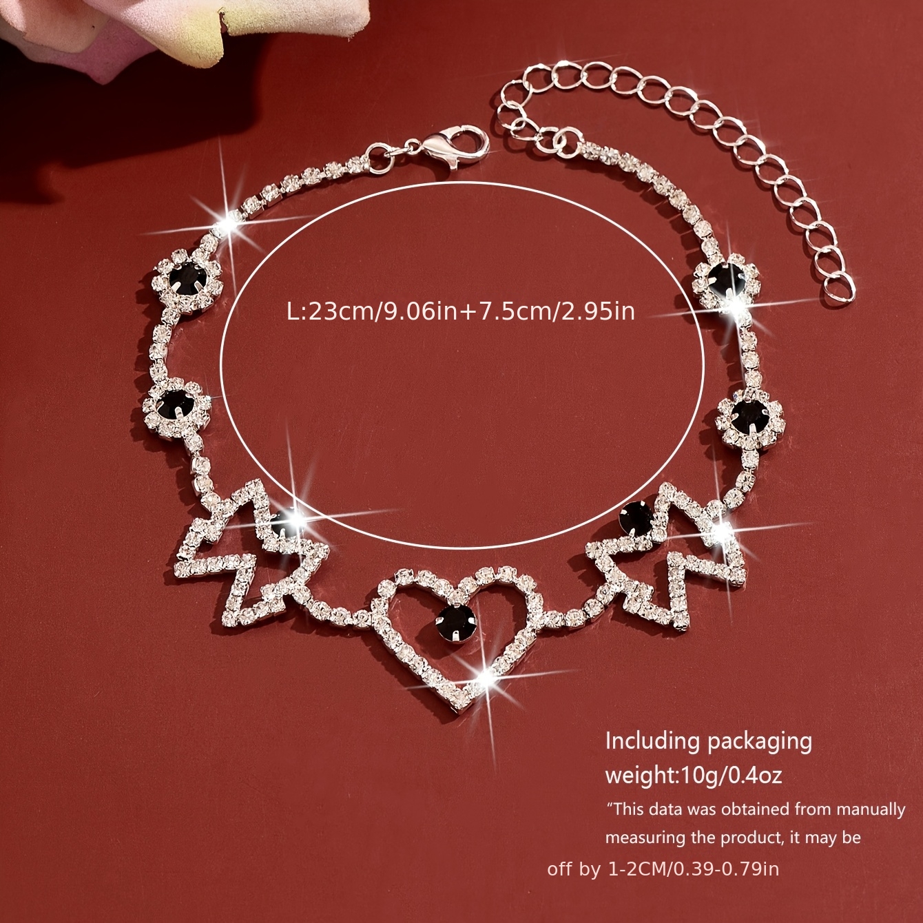 Rhinestone Heart & Butterfly Spliced Anklet, Gift for Parties