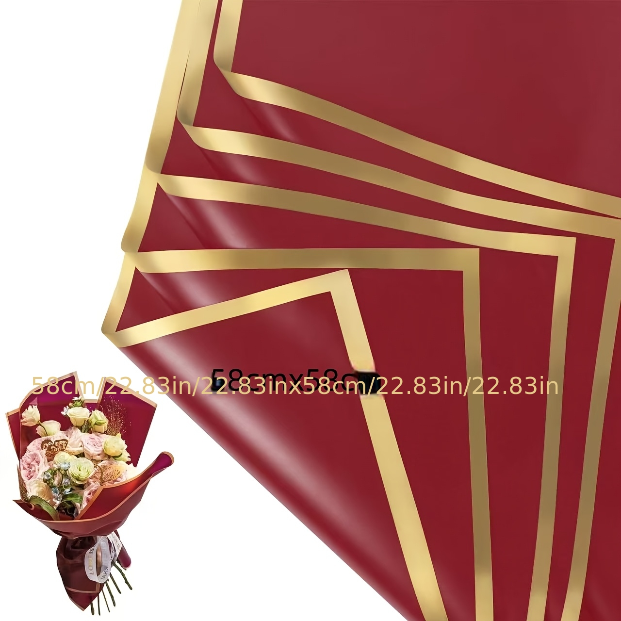 TEMU Waterproof Red And Wrapping Paper, Popular In Europe And America, Suitable For Christmas, Valentine's Day, Birthday Bouquets, Easter, Mother's