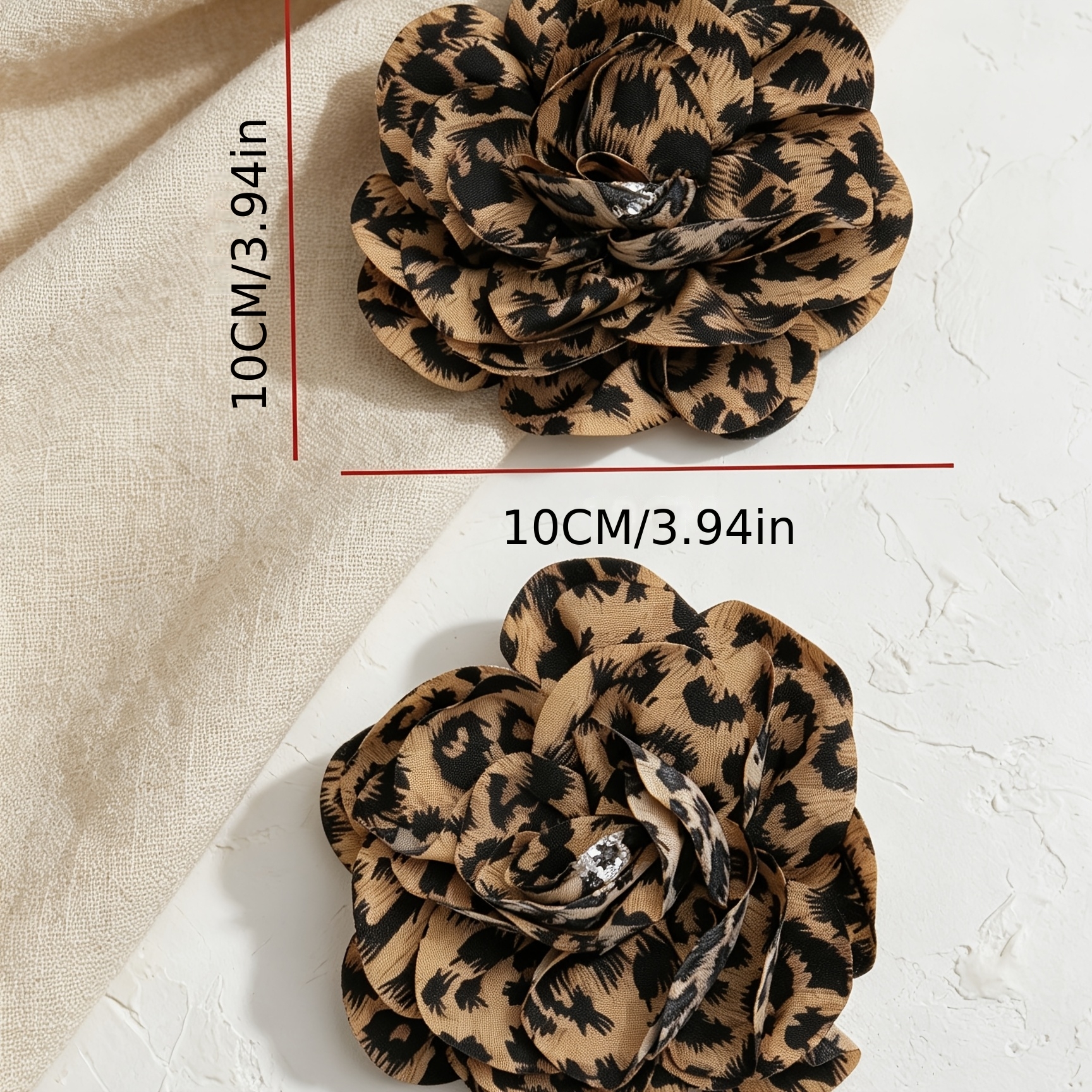 TEMU 2pcs Detachable Diy Shoe Accessories, Shoe Decorations, Brown Leopard Print , Stylish And Elegant Bohemian Style Shoe Accessories For Black And