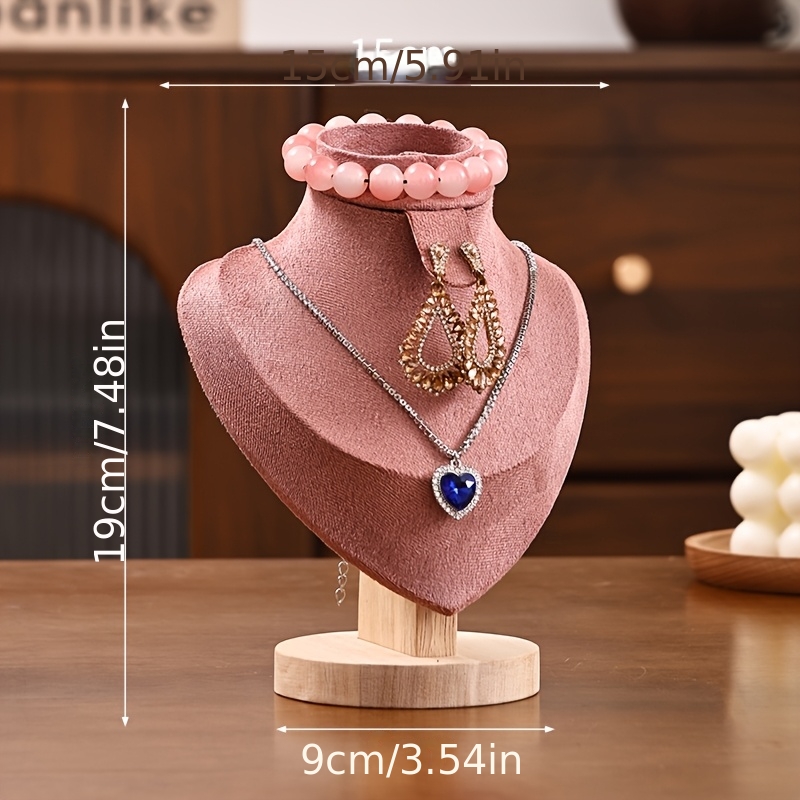 3-in-1 Wood Jewelry Bust Display Stand