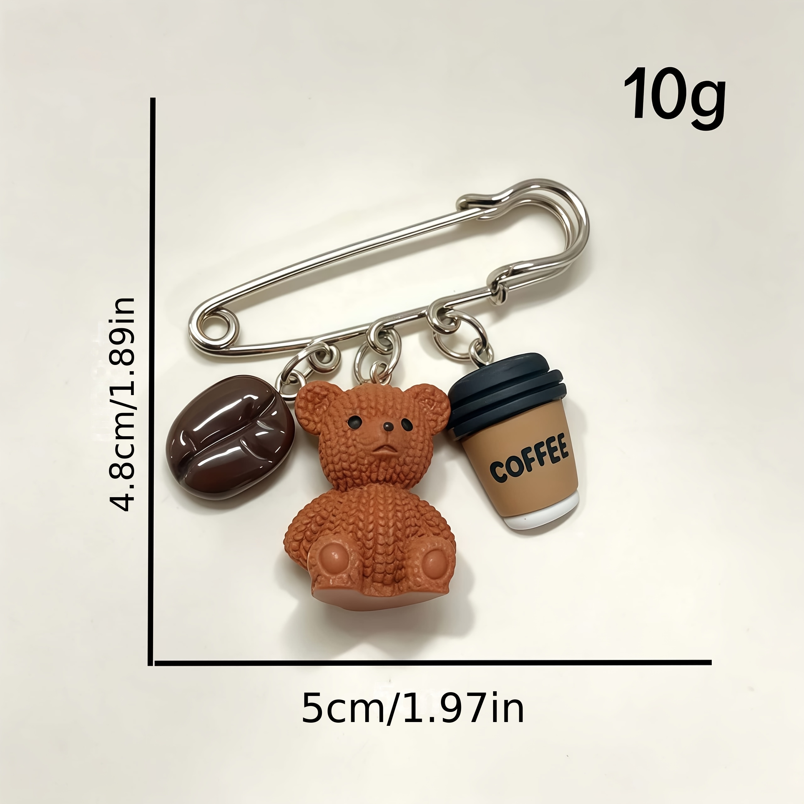 TEMU A Diy 3d With Coffee Beans And Coffee Cup Safety Pin - A Cute Cartoon Decorative Brooch, A Unique Niche Accessory Fashionable And Chic. Suitable