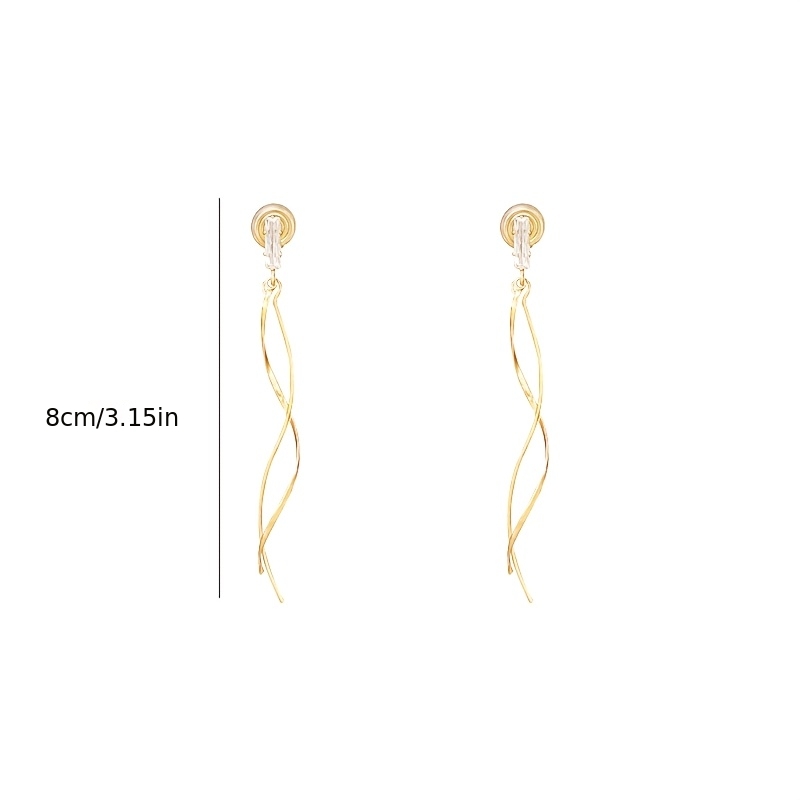 TEMU A Pair Of Long Tassel Earrings With A Minimalist And Stylish Design, Featuring Zirconia Inlays And Made Of Copper Material, Suitable For Women