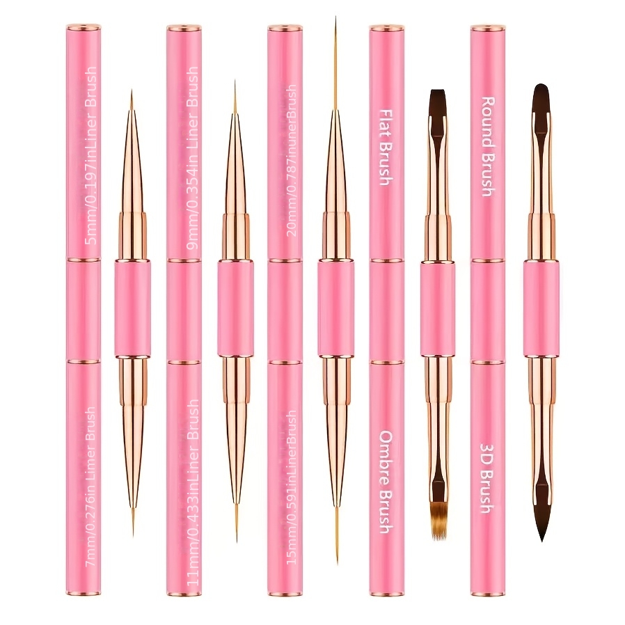 TEMU 5pcs Set Rose Golden Dual-ended Brushes