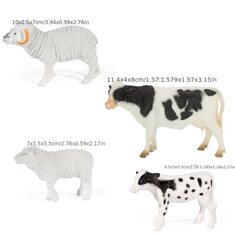 2pcs Cow Set / 2pcs Sheep Set, Mini Animal Figurines