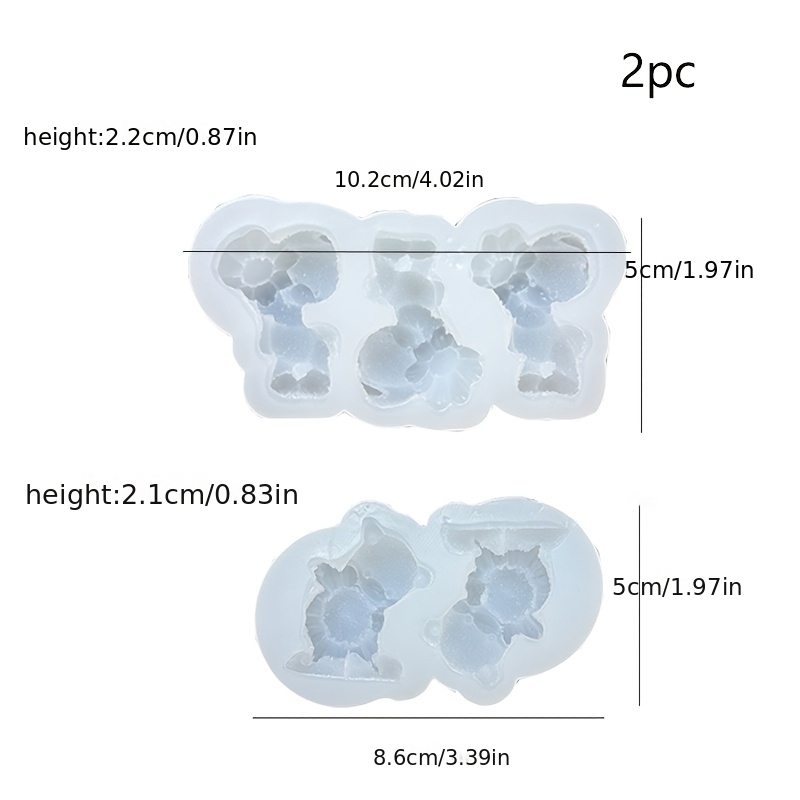 TEMU 2pcs Silicone Molds For Casting A Bear Holding A Daisy. This Bear Mold Is Suitable For Scented Candles, Cute Bear Decorations, Birthday Gifts,