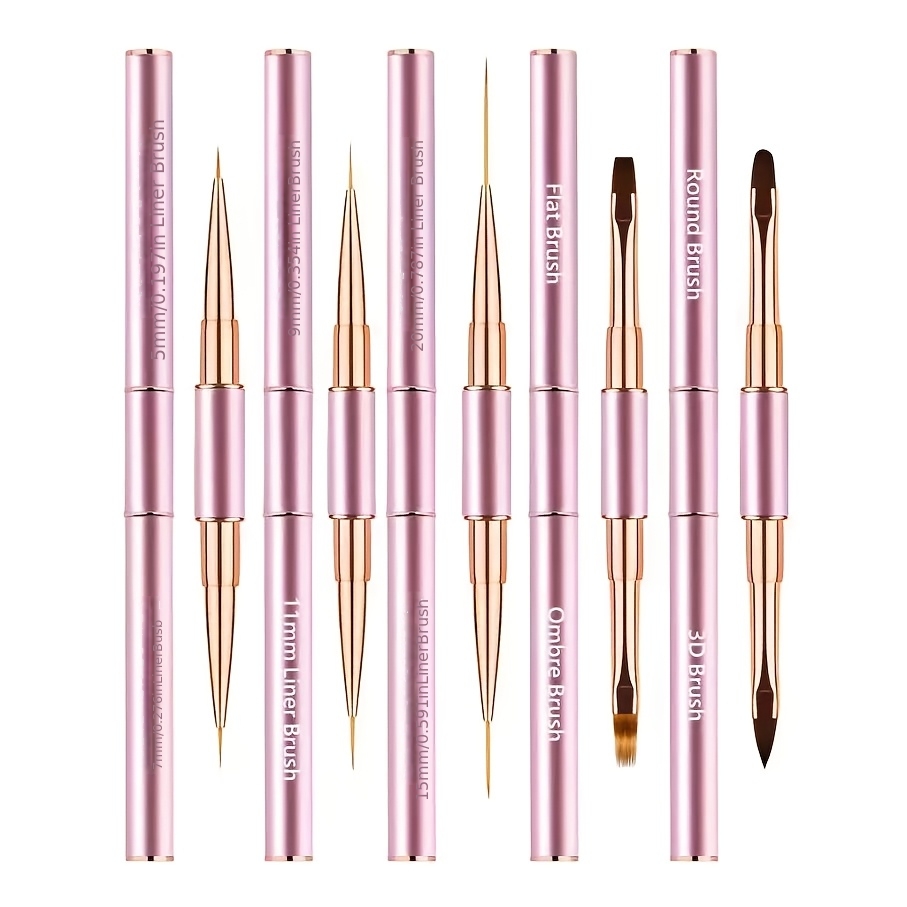 TEMU 5pcs Set Rose Golden Dual-ended Brushes