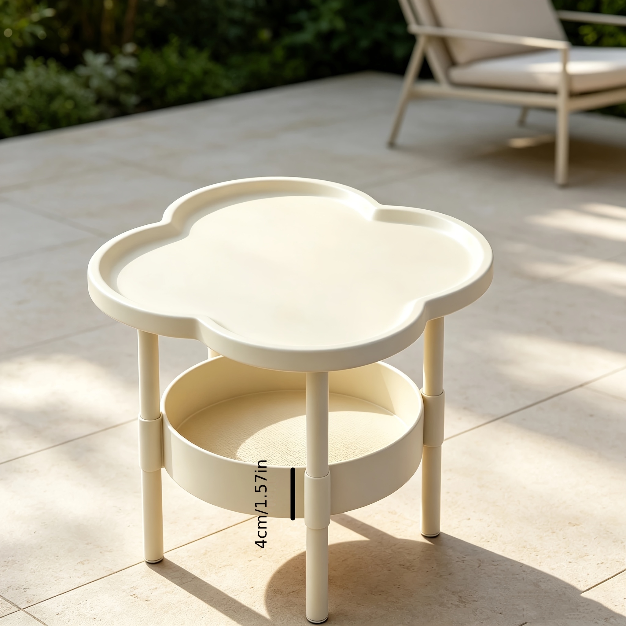 TEMU Cloud Petal-shaped Outdoor Side Table, Double-layer Storage Small Side Table, Simple Camping Picnic Tea Table