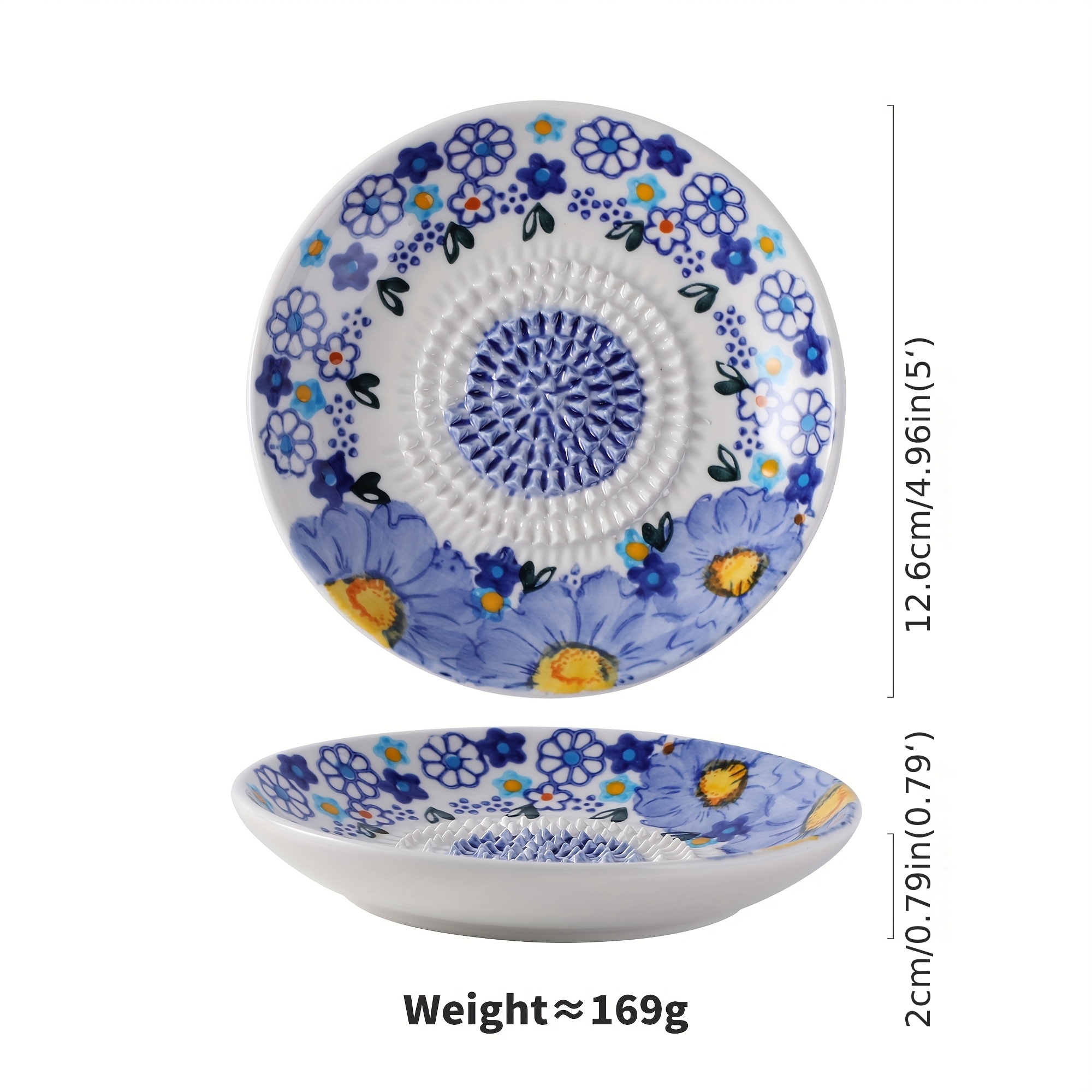 Image of 1 Or 2 Ceramic Garlic Grinding Dishes, Grinders, And Manual Garlic Mashers, Perfect For Making Garlic Paste At Home, Suitable For Grinding Ginger And Fruits And Vegetables, Featuring An Elegant Blue