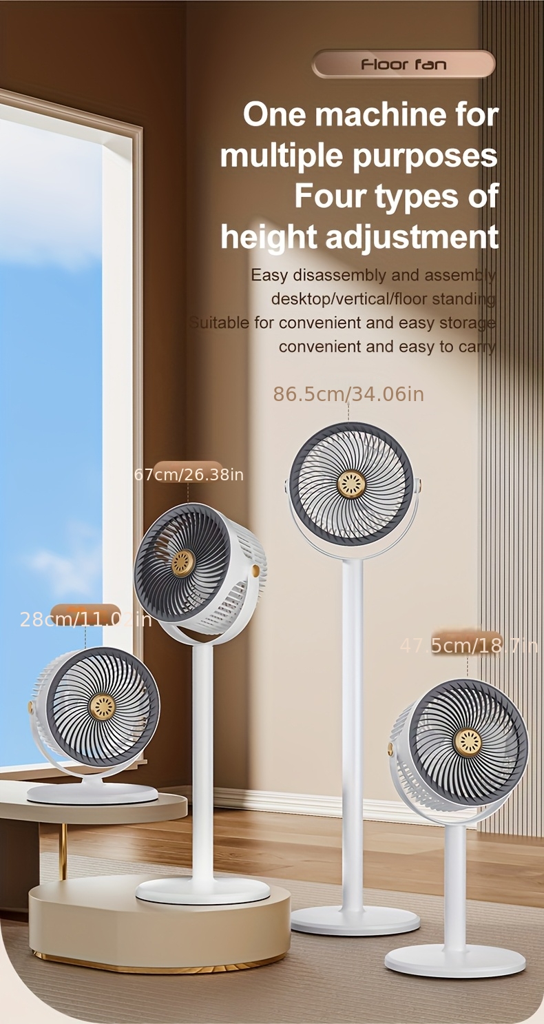 adjustable height fan 5 speed settings type c charging port lithium battery   circulation device   usb charging port Product details 2
