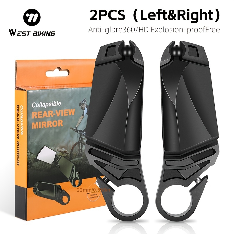 E-shop WEST BIKING 2 Stück faltbar & drehbar 360° HD Glaslinse -Blendung Kratzfest verstellbarer Rückspiegel für Lenker