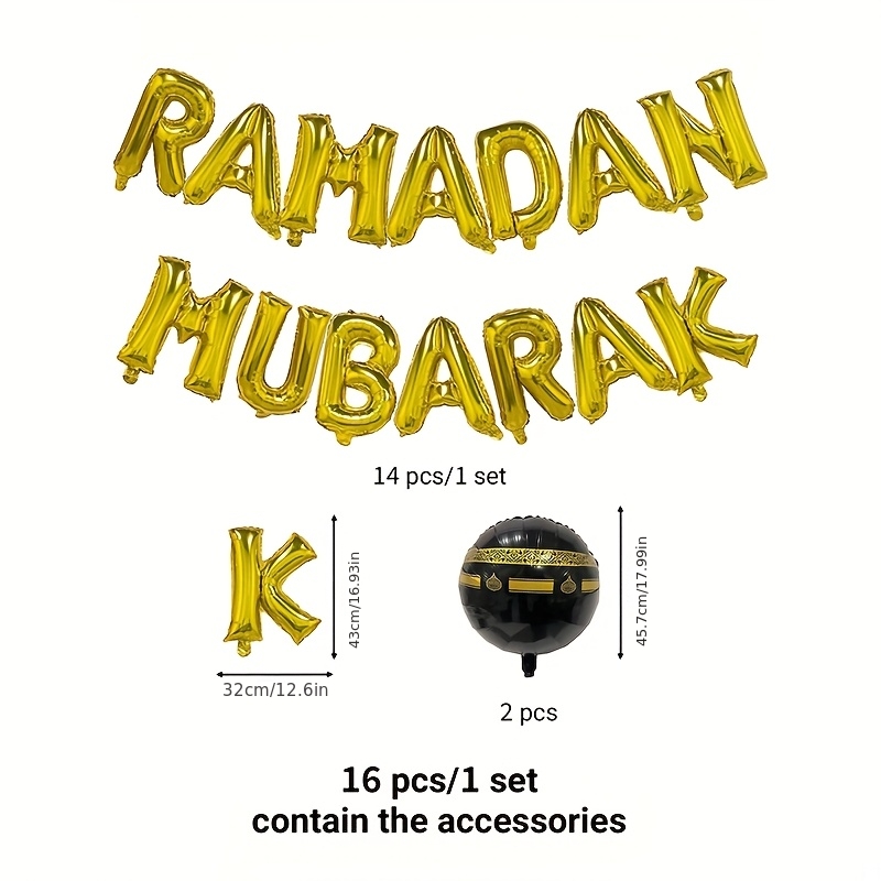 16 inch large golden islamic ramadan eid al fitr eid al   balloon shiny muslim festival decoration for mosque parties spring celebrations for for   for all age groups Product details 2