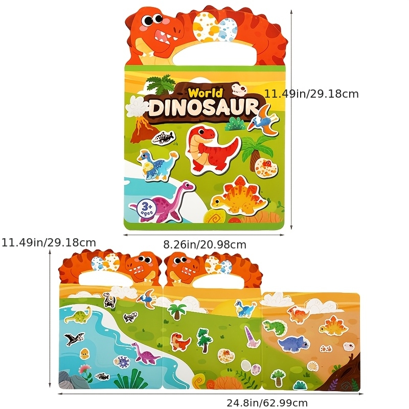 DIY Pasteable Dinosaur Sticker Book, Portable Activity Toy