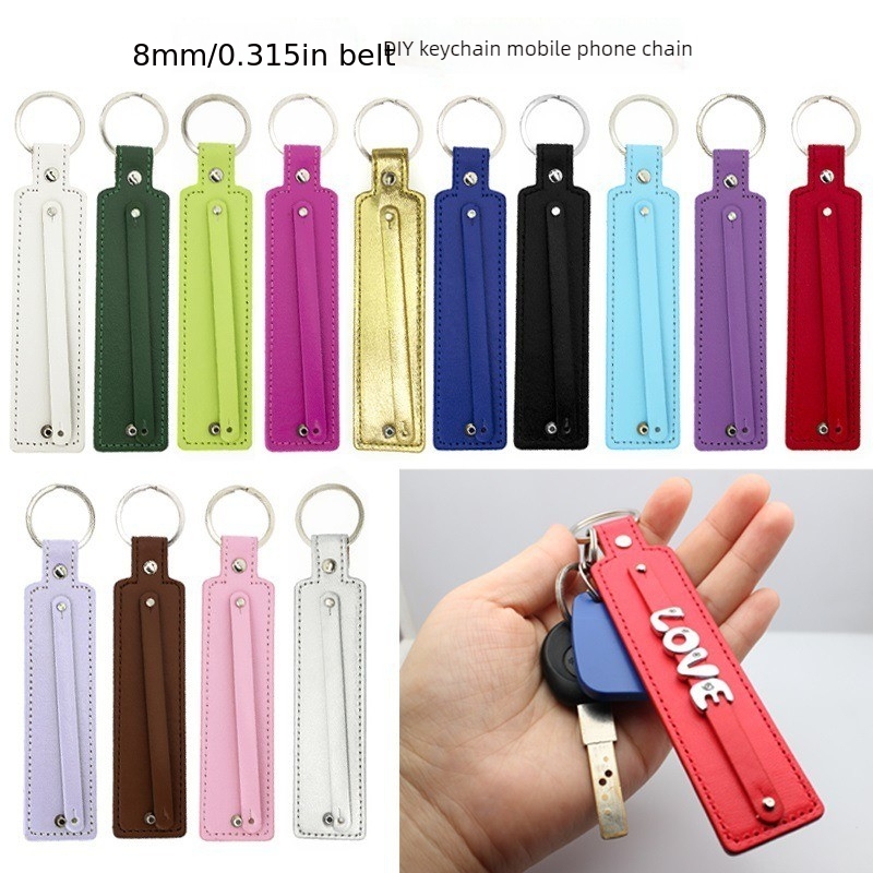 valentines day creative small gift pu leather car keychain diy metal keyring creative diy keychain accessories for couples and   pu leather small bag pendant