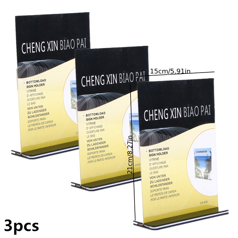 TEMU 3pcs Set A5 Table Card Acrylic Table Card A6 Table Card A4 Double-sided Menu Wine List Transparent Display Stand Table Sign Menu Stand