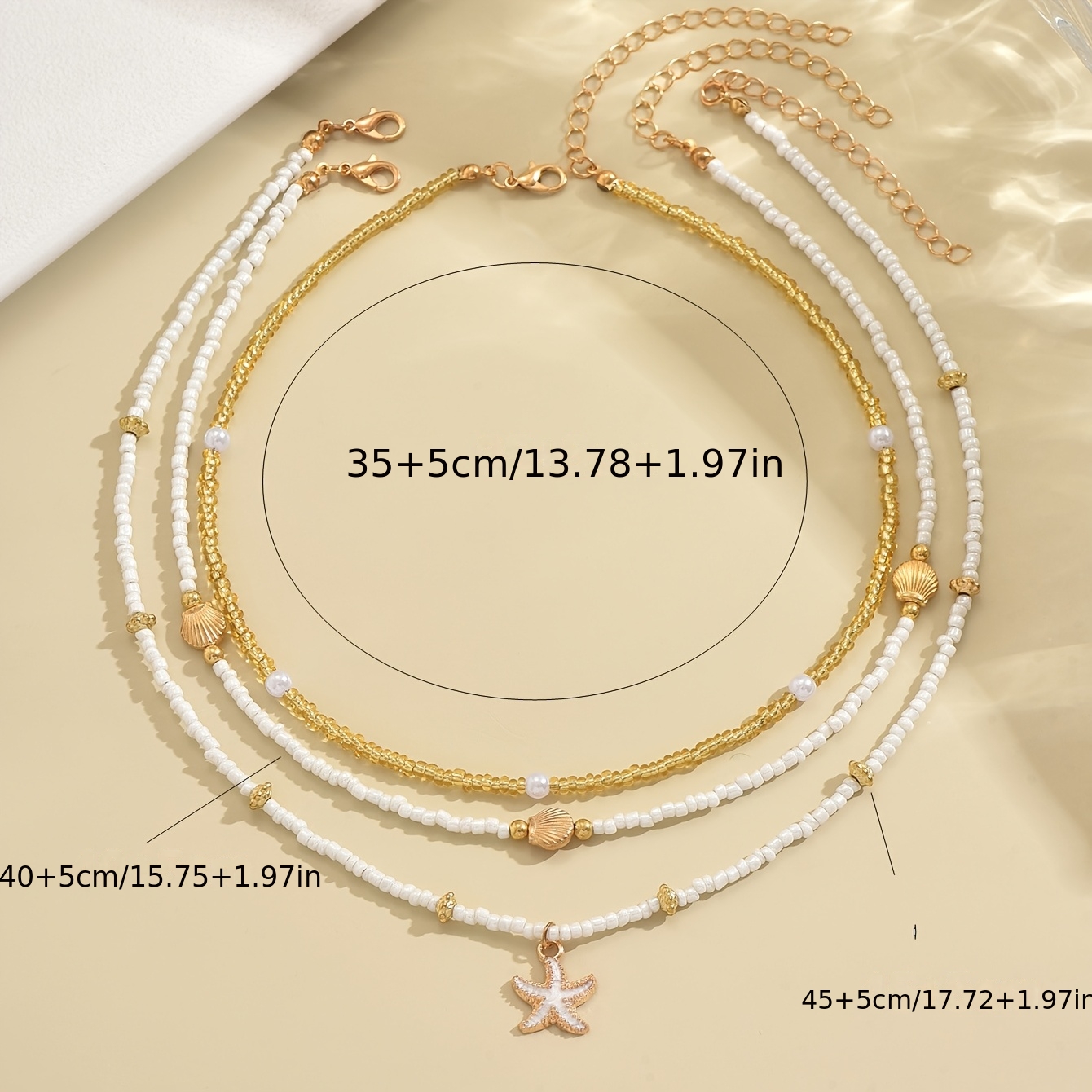 Women's Bohemian Beaded Shell Layered Necklace
