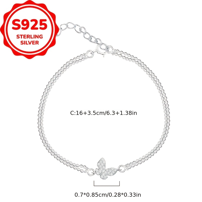 Women's S925 Sterling Silver Double-layer Butterfly Bracelet
