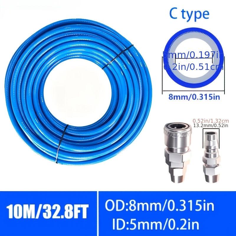 TEMU 20m/10m Heavy-duty Air Compressor Hose With 3-layer Braided Pu Tubing & Euro/ Quick Connects - High-pressure Leakproof Flexible Pneumatic Hose