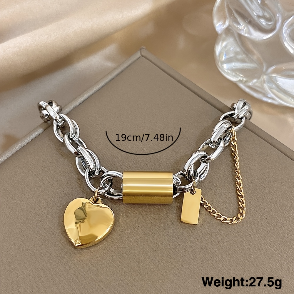 2pcs Romantic Heart Pendant Bangle and Necklace Set