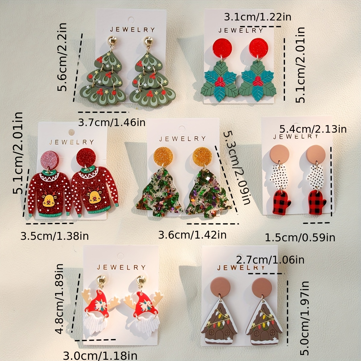 Cute Christmas Tree Snowman Doodle Acrylic Drop Earrings