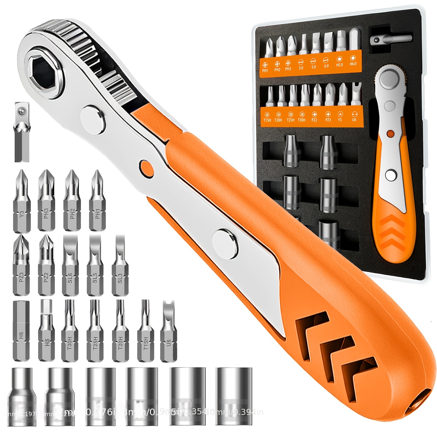 TEMU Ratchet Screwdriver Set 24in 1 Right Angle Screwdriver, Mini Ratchet Wrench & Compact For Tight Spaces, Bike Repair And Diy Projects