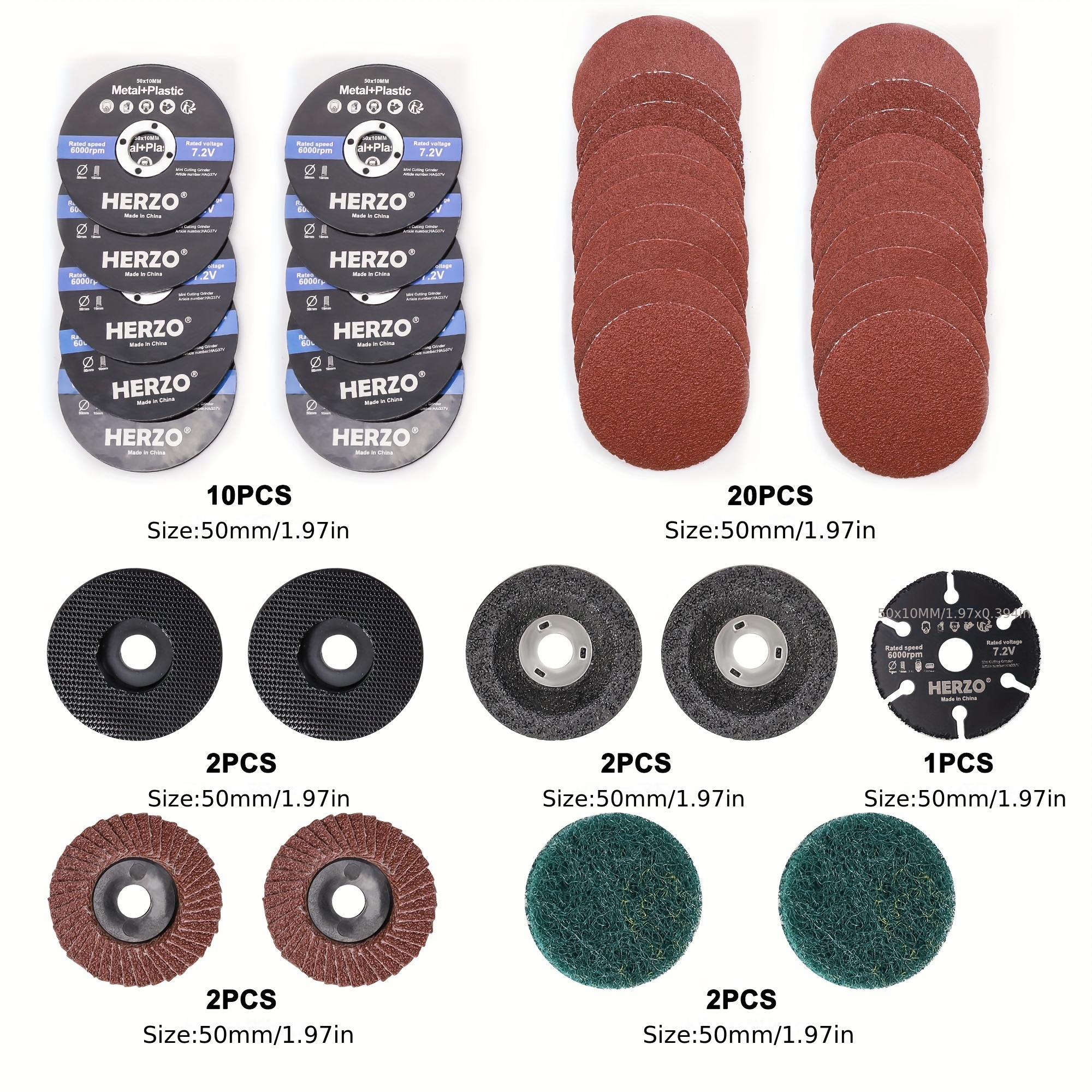 Herzo Mini Grinder Accessories Kit 39pcs 50mm Grinding Polishing Diy Tools Accessories