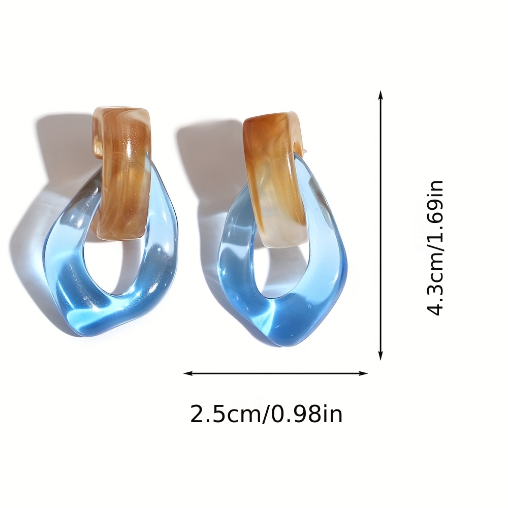 2pcs Vintage Acrylic Drop Earrings Set, Elegant Rhombus Design