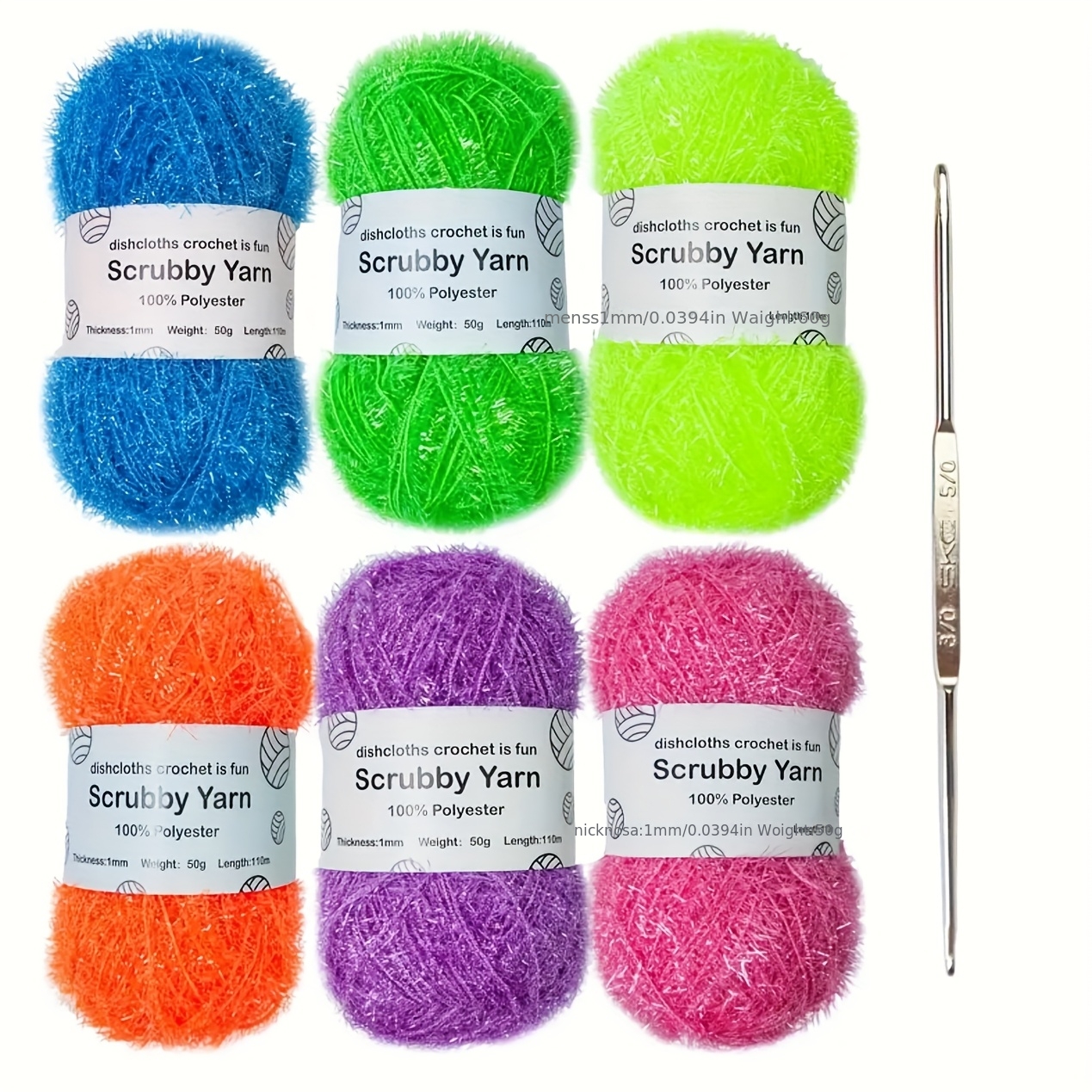 Image of 6pcs, 300g. For Sparkling Acrylic Yarn And Premium Fiberglass Yarn, Hand-woven Diy -, Dish Brush, Bags, Hats, Scarves, Art Supplies, 300g