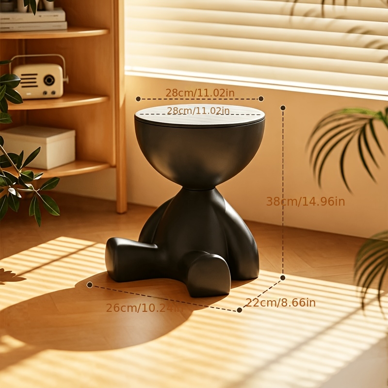 TEMU -shaped Storage Side Table, Home Bedroom Bedside Table Living Room Sofa Shelf, Multifunctional Seating Storage Low Table, Cute Sitting Human