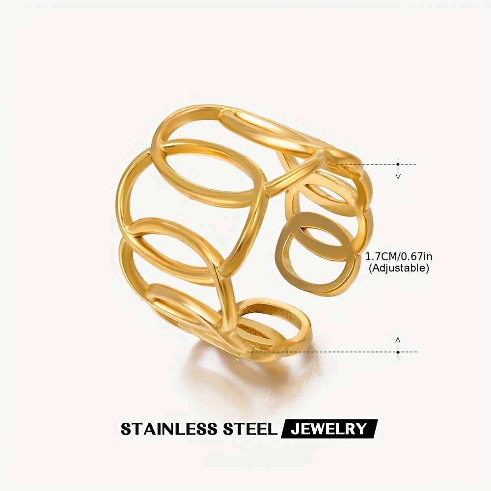 E-shop Edler 304 Edelstahl Verflochtener Ovaler Offener Ring für Frauen – Schicker Minimalistischer Schmuckgeschenk, Vielseitig für , Partys &