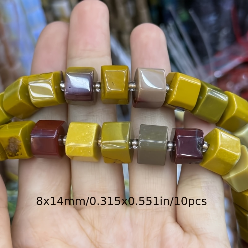 TEMU 8X14Mm/10pcs Agate Orange Naturelle, Perles Hexagonales Irrégulières de , Perles d'Espacement, Ajouts pour la Fabrication de Bijoux Faits Main,